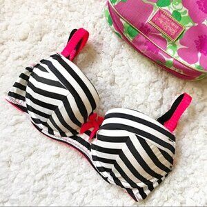 V  Secret Very Sexy Black White Striped Balconet